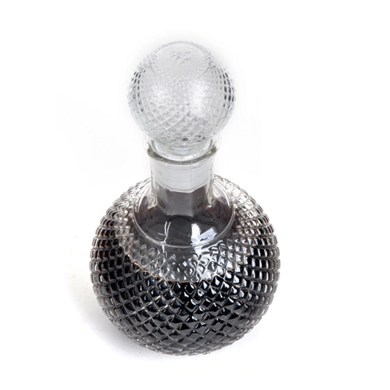 Diamond Round Globe Glass Wine Bottle Decanter