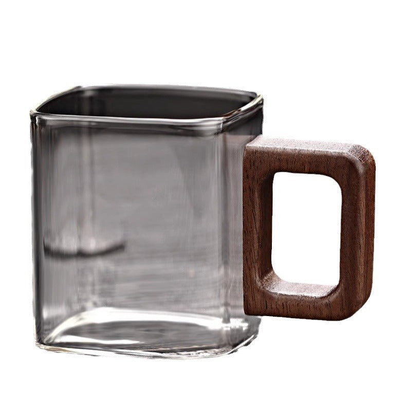 Borosilicate Transparent High Temperature Resistant Walnut Handle Single-layer Glass