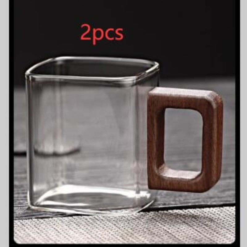 Borosilicate Transparent High Temperature Resistant Walnut Handle Single-layer Glass