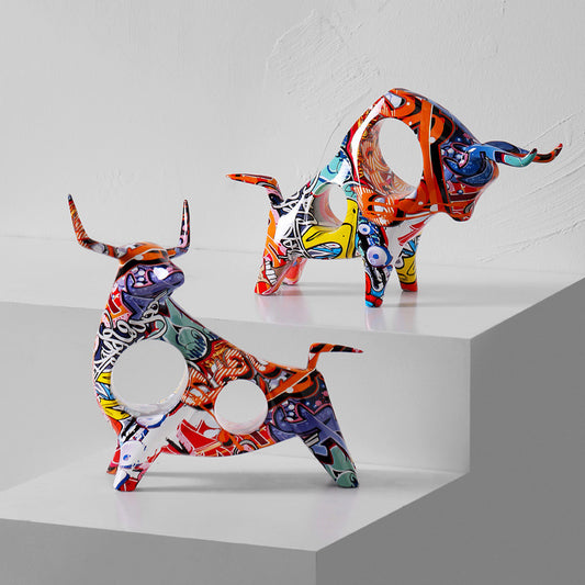 Nordic Art Graffiti Cow Ornaments Creative Home Decorations